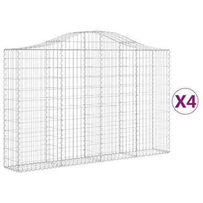 vidaXL Gabionen mit Hochbogen 4 Stk. 200x30x120/140cm Verzinktes Eisen