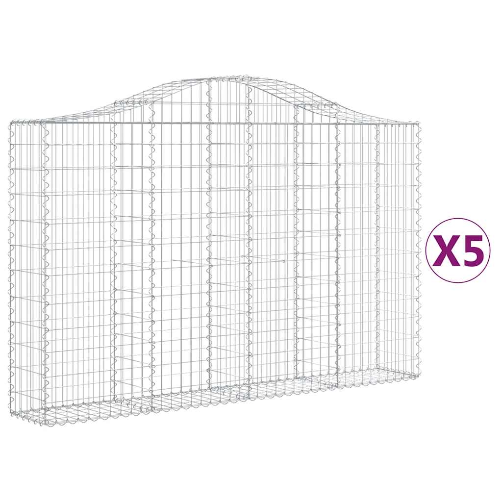 vidaXL Gabionen mit Hochbogen 5 Stk. 200x30x120/140cm Verzinktes Eisen