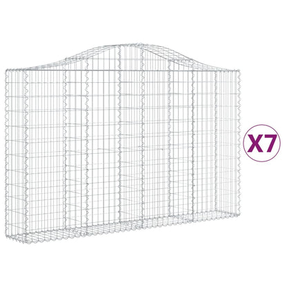 vidaXL Gabionen mit Hochbogen 7 Stk. 200x30x120/140cm Verzinktes Eisen
