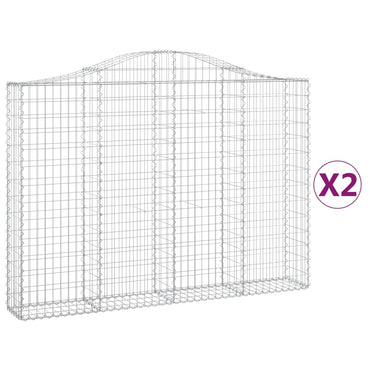 vidaXL Gabionen mit Hochbogen 2 Stk. 200x30x140/160cm Verzinktes Eisen