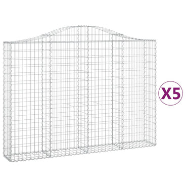 vidaXL Gabionen mit Hochbogen 5 Stk. 200x30x140/160cm Verzinktes Eisen