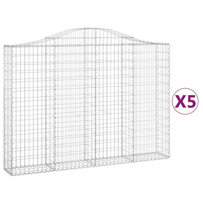 vidaXL Gabionen mit Hochbogen 5 Stk. 200x30x140/160cm Verzinktes Eisen
