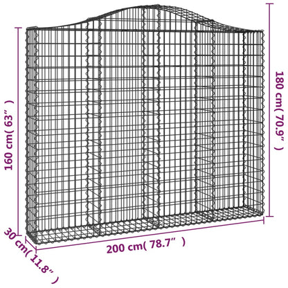 vidaXL Gabionen mit Hochbogen 4 Stk. 200x30x160/180cm Verzinktes Eisen