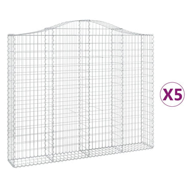 vidaXL Gabionen mit Hochbogen 5 Stk. 200x30x160/180cm Verzinktes Eisen