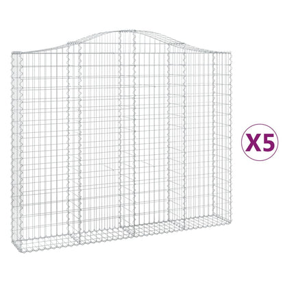 vidaXL Gabionen mit Hochbogen 5 Stk. 200x30x160/180cm Verzinktes Eisen