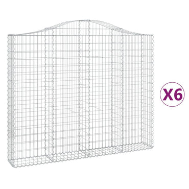 vidaXL Gabionen mit Hochbogen 6 Stk. 200x30x160/180cm Verzinktes Eisen