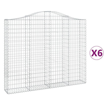 vidaXL Gabionen mit Hochbogen 6 Stk. 200x30x160/180cm Verzinktes Eisen