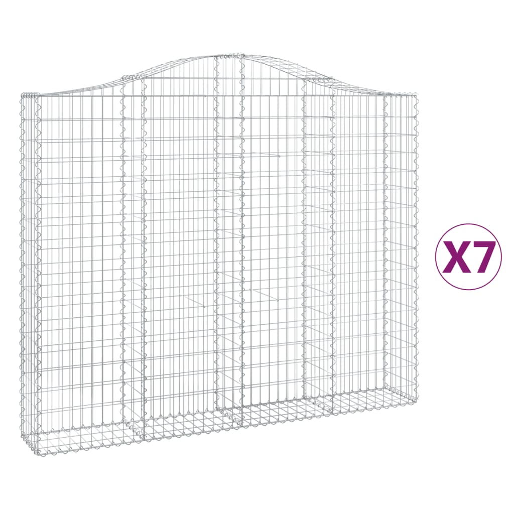 vidaXL Gabions avec arche haute 7 pcs 200x30x160/180cm Fer galvanisé