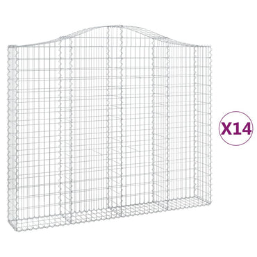 vidaXL Gabionen mit Hochbogen 14 Stk 200x30x160/180cm Verzinktes Eisen