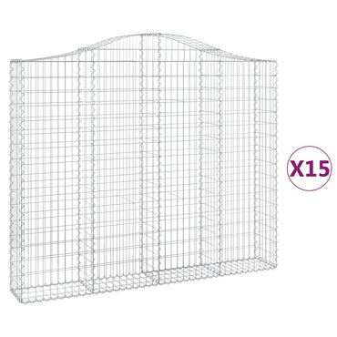 vidaXL Gabionen mit Hochbogen 15 Stk 200x30x160/180cm Verzinktes Eisen