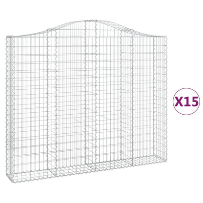 vidaXL Gabionen mit Hochbogen 15 Stk 200x30x160/180cm Verzinktes Eisen