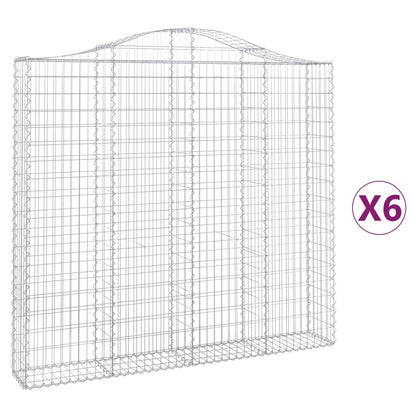 vidaXL Gabionen mit Hochbogen 6 Stk. 200x30x180/200cm Verzinktes Eisen