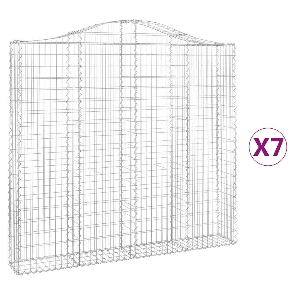 vidaXL Gabionen mit Hochbogen 7 Stk. 200x30x180/200cm Verzinktes Eisen