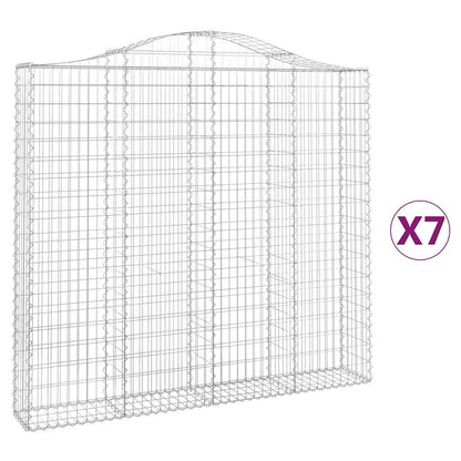 vidaXL Gabionen mit Hochbogen 7 Stk. 200x30x180/200cm Verzinktes Eisen