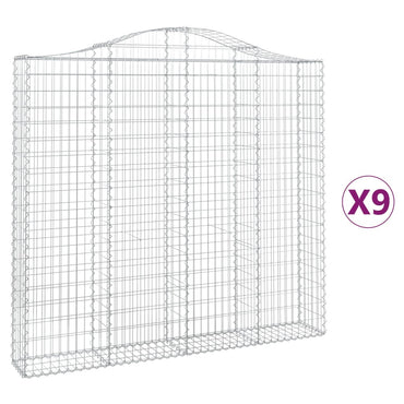 vidaXL Gabionen mit Hochbogen 9 Stk. 200x30x180/200cm Verzinktes Eisen