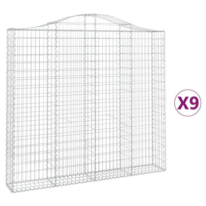 vidaXL Gabionen mit Hochbogen 9 Stk. 200x30x180/200cm Verzinktes Eisen