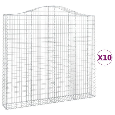 vidaXL Gabionen mit Hochbogen 10 Stk 200x30x180/200cm Verzinktes Eisen