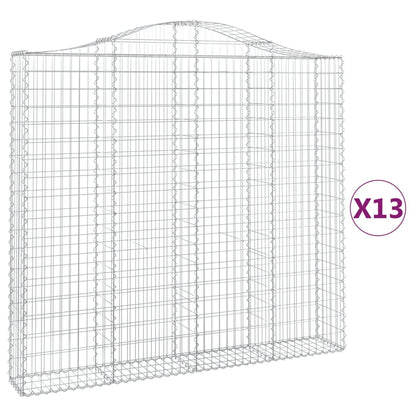 vidaXL Gabionen mit Hochbogen 13Stk. 200x30x180/200cm Verzinktes Eisen