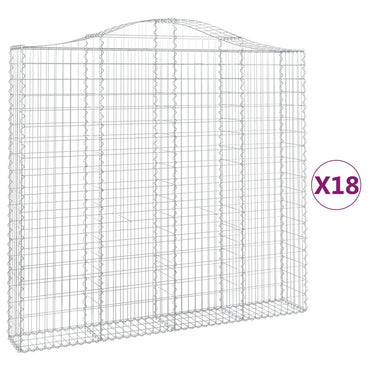 vidaXL Gabionen mit Hochbogen 18Stk. 200x30x180/200cm Verzinktes Eisen