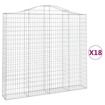 vidaXL Gabionen mit Hochbogen 18Stk. 200x30x180/200cm Verzinktes Eisen
