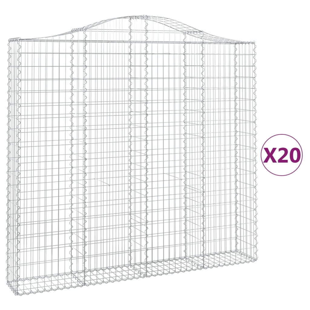 vidaXL Gabions avec arche haute 20 pcs 200x30x180/200cm Fer galvanisé