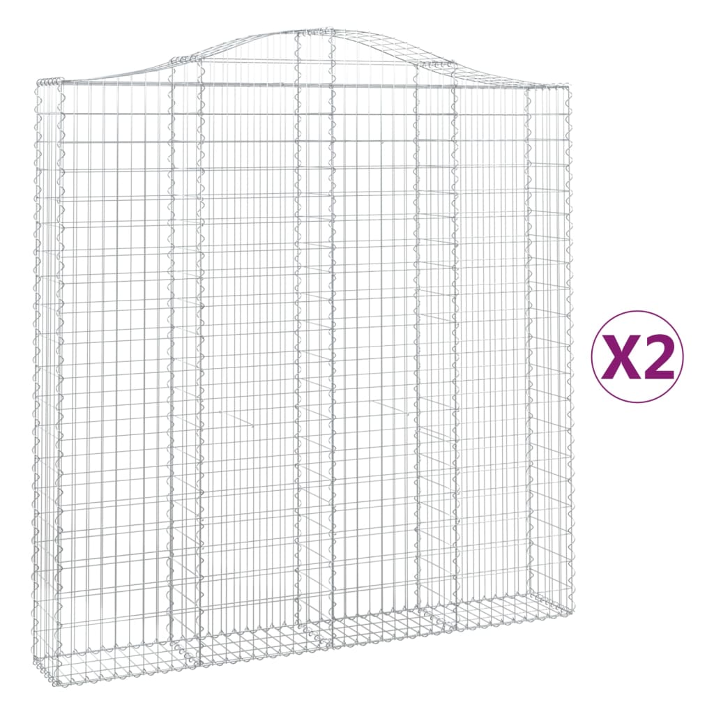 vidaXL Gabionen mit Hochbogen 2 Stk. 200x30x200/220cm Verzinktes Eisen