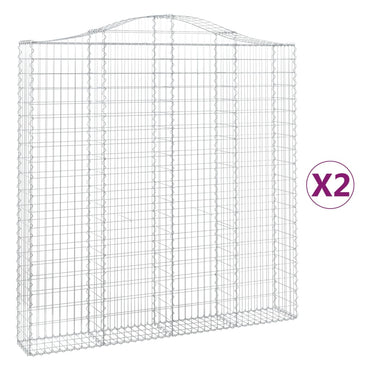 vidaXL Gabionen mit Hochbogen 2 Stk. 200x30x200/220cm Verzinktes Eisen