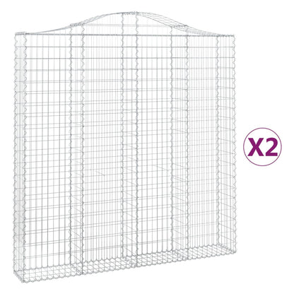 vidaXL Gabionen mit Hochbogen 2 Stk. 200x30x200/220cm Verzinktes Eisen