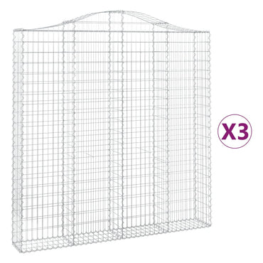 vidaXL Gabionen mit Hochbogen 3 Stk. 200x30x200/220cm Verzinktes Eisen