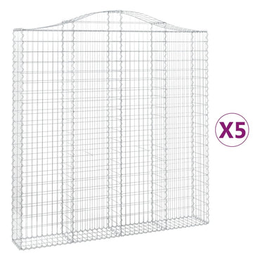 vidaXL Gabionen mit Hochbogen 5 Stk. 200x30x200/220cm Verzinktes Eisen