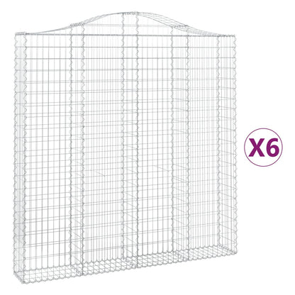 vidaXL Gabionen mit Hochbogen 6 Stk. 200x30x200/220cm Verzinktes Eisen