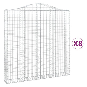 vidaXL Gabionen mit Hochbogen 8 Stk. 200x30x200/220cm Verzinktes Eisen