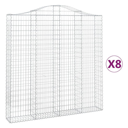 vidaXL Gabionen mit Hochbogen 8 Stk. 200x30x200/220cm Verzinktes Eisen
