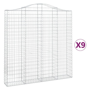 vidaXL Gabionen mit Hochbogen 9 Stk. 200x30x200/220cm Verzinktes Eisen