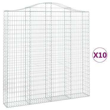 vidaXL Gabionen mit Hochbogen 10 Stk 200x30x200/220cm Verzinktes Eisen