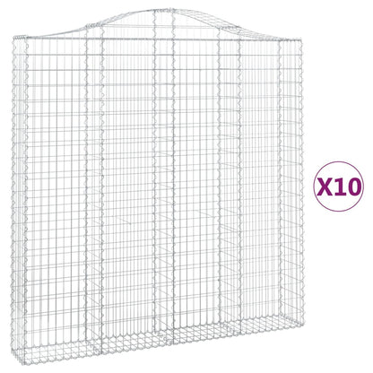 vidaXL Gabionen mit Hochbogen 10 Stk 200x30x200/220cm Verzinktes Eisen