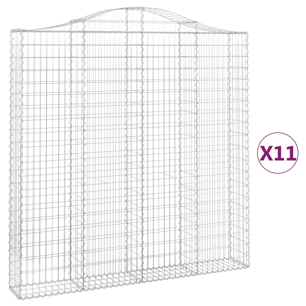 vidaXL Gabionen mit Hochbogen 11 Stk 200x30x200/220cm Verzinktes Eisen