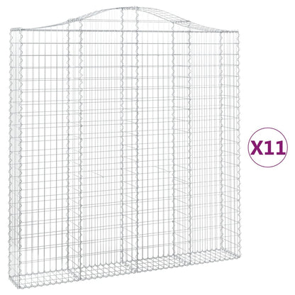 vidaXL Gabionen mit Hochbogen 11 Stk 200x30x200/220cm Verzinktes Eisen