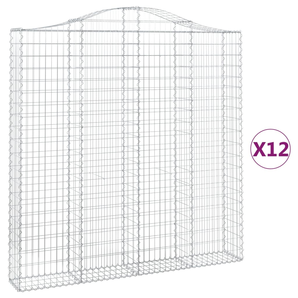 vidaXL Gabionen mit Hochbogen 12 Stk 200x30x200/220cm Verzinktes Eisen