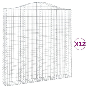 vidaXL Gabionen mit Hochbogen 12 Stk 200x30x200/220cm Verzinktes Eisen