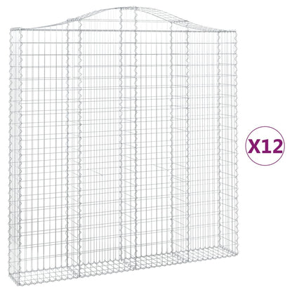 vidaXL Gabionen mit Hochbogen 12 Stk 200x30x200/220cm Verzinktes Eisen