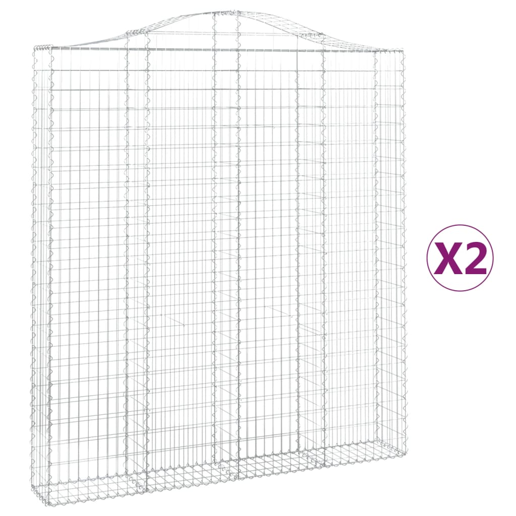 vidaXL Gabions avec arche haute 2 pcs 200x30x220/240 cm Fer galvanisé