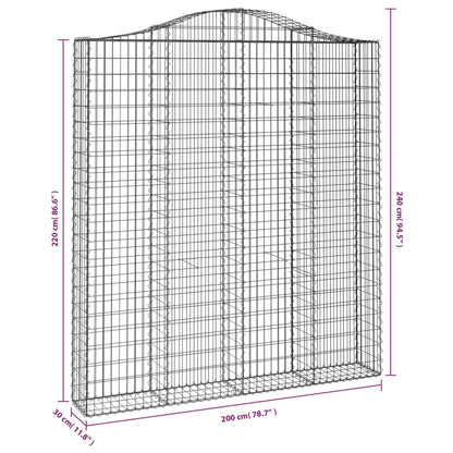 vidaXL Gabions avec arche haute 2 pcs 200x30x220/240 cm Fer galvanisé
