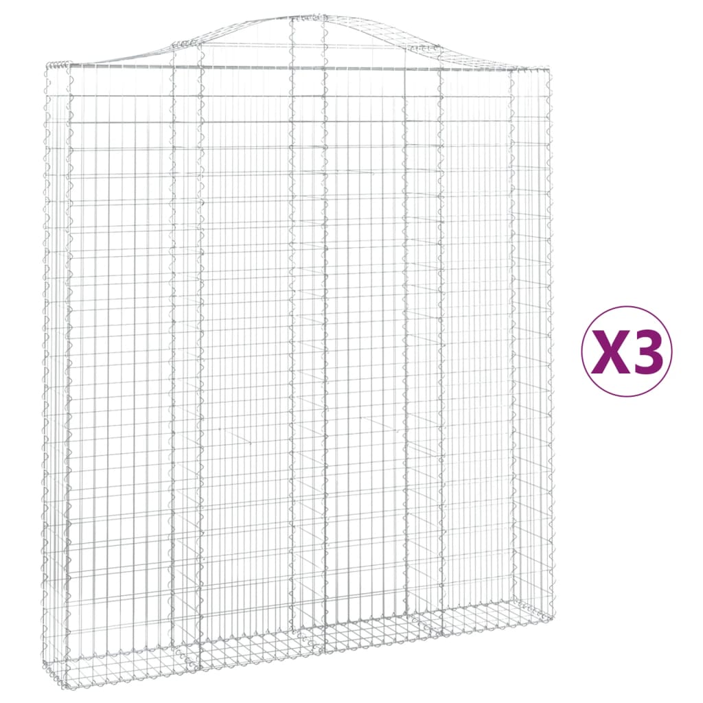 vidaXL Gabions avec arche 3 pcs 200x30x220/240 cm Fer galvanisé