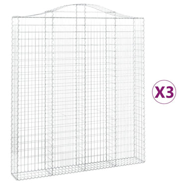 vidaXL Gabions avec arche 3 pcs 200x30x220/240 cm Fer galvanisé