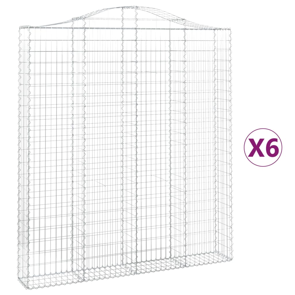 vidaXL Gabionen mit Hochbogen 6 Stk. 200x30x220/240cm Verzinktes Eisen