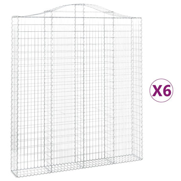 vidaXL Gabionen mit Hochbogen 6 Stk. 200x30x220/240cm Verzinktes Eisen