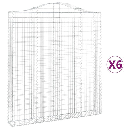 vidaXL Gabionen mit Hochbogen 6 Stk. 200x30x220/240cm Verzinktes Eisen