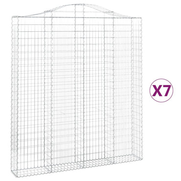 vidaXL Gabionen mit Hochbogen 7 Stk. 200x30x220/240cm Verzinktes Eisen