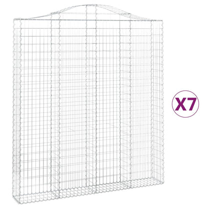 vidaXL Gabionen mit Hochbogen 7 Stk. 200x30x220/240cm Verzinktes Eisen